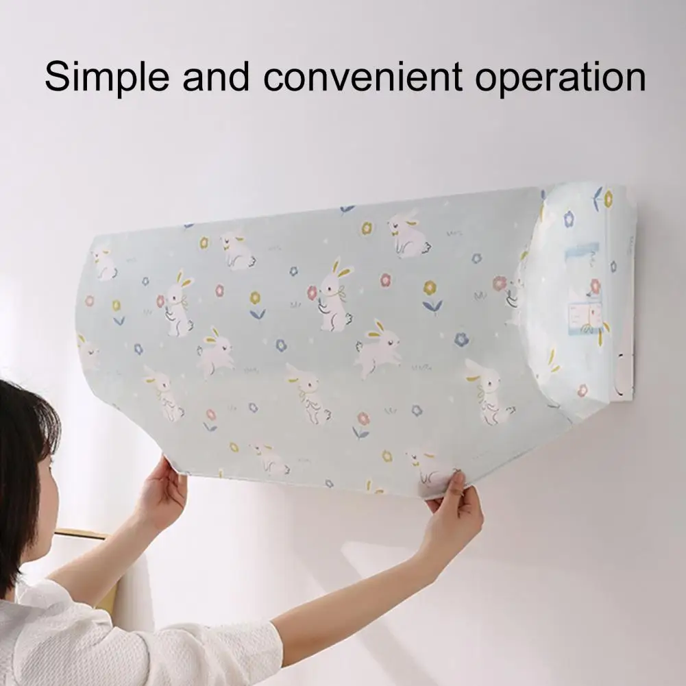 Practical Air Conditioner Bag Foldable Washable PEVA Cartoon Printed Air Conditioner Protector  Protective Cover Dust-proof