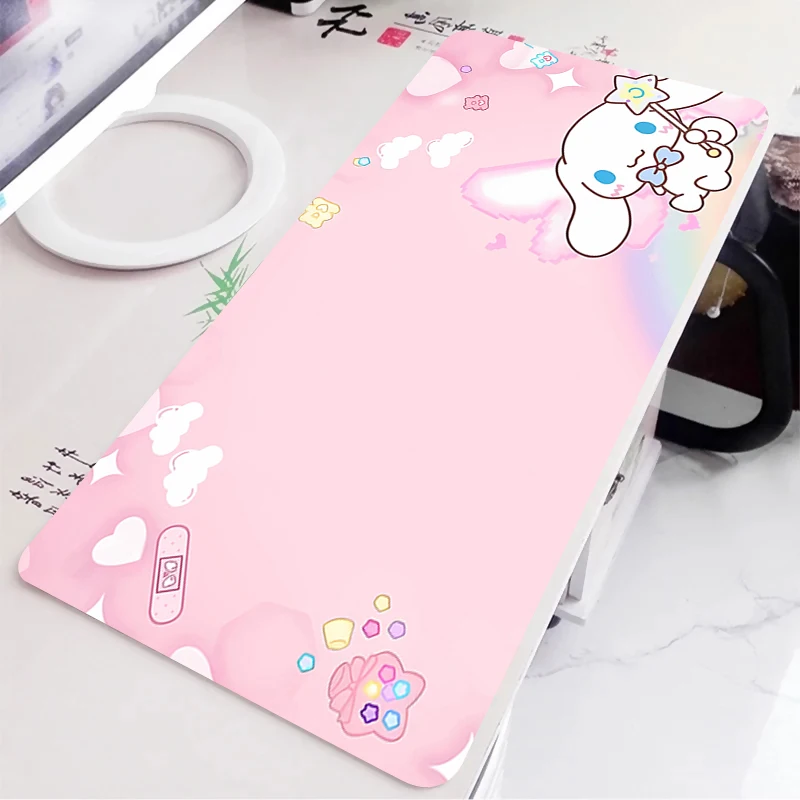 แผ่นรองเมาส์ซินนามอนโรลอะนิเมะเกมเมอร์แท็บเล็ตขนาดใหญ่ วาร์มิโลคีย์บอร์ดพรมอุปกรณ์เสริมสำหรับเล่นเกมน่ารักแผ่นรองเมาส์