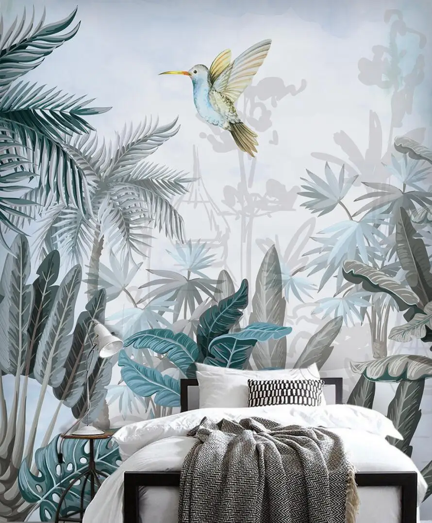 

Custom 3d wallpaper mural Nordic tropical plants coconut tree background wall papel de parede adesivo para quarto