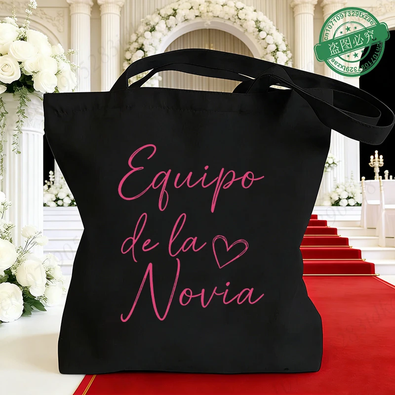 Tribu De La Novia Spanish Bachelorette Party Canvas Tote Bags Bridal Shower Wedding Gift Bags For Bridesmaids Reusable Handbag