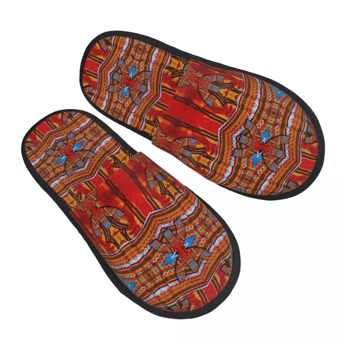 Custom Z Imazighen Fabrics Kabyl Elfoudha Memory Foam House Slippers Women Berber Bohemian Style Comfy Warm Anti-Skid Slipper