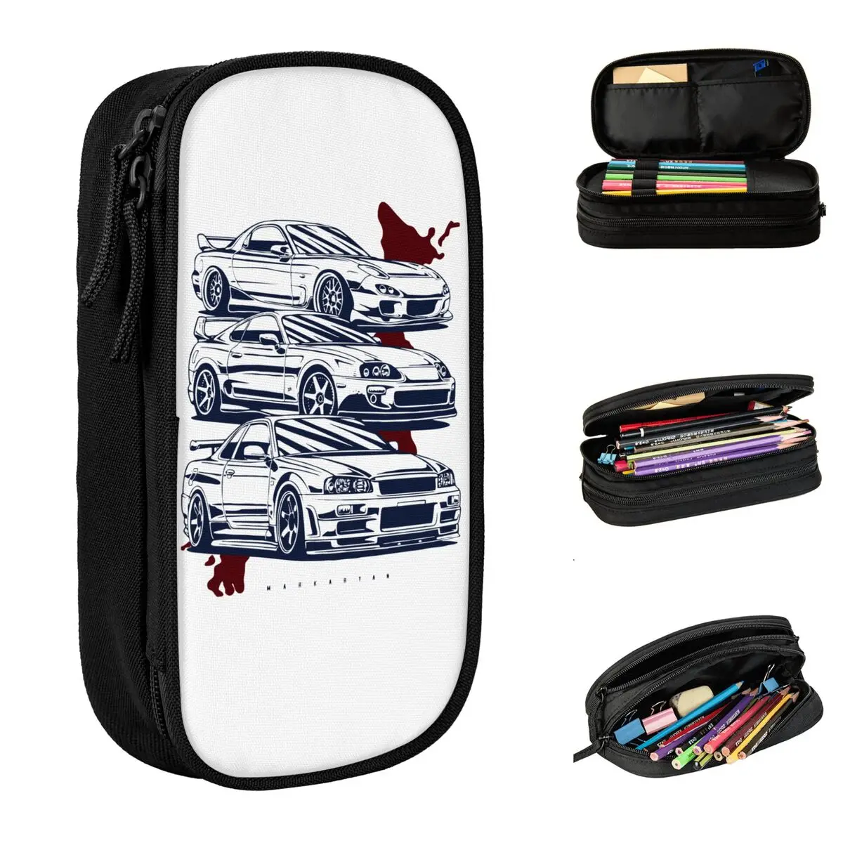 

JDM Drift RX-7 Pencil Case Japanese GTR Pen Holder Bags Student Big Capacity School Supplies Gifts Pencil Pouch