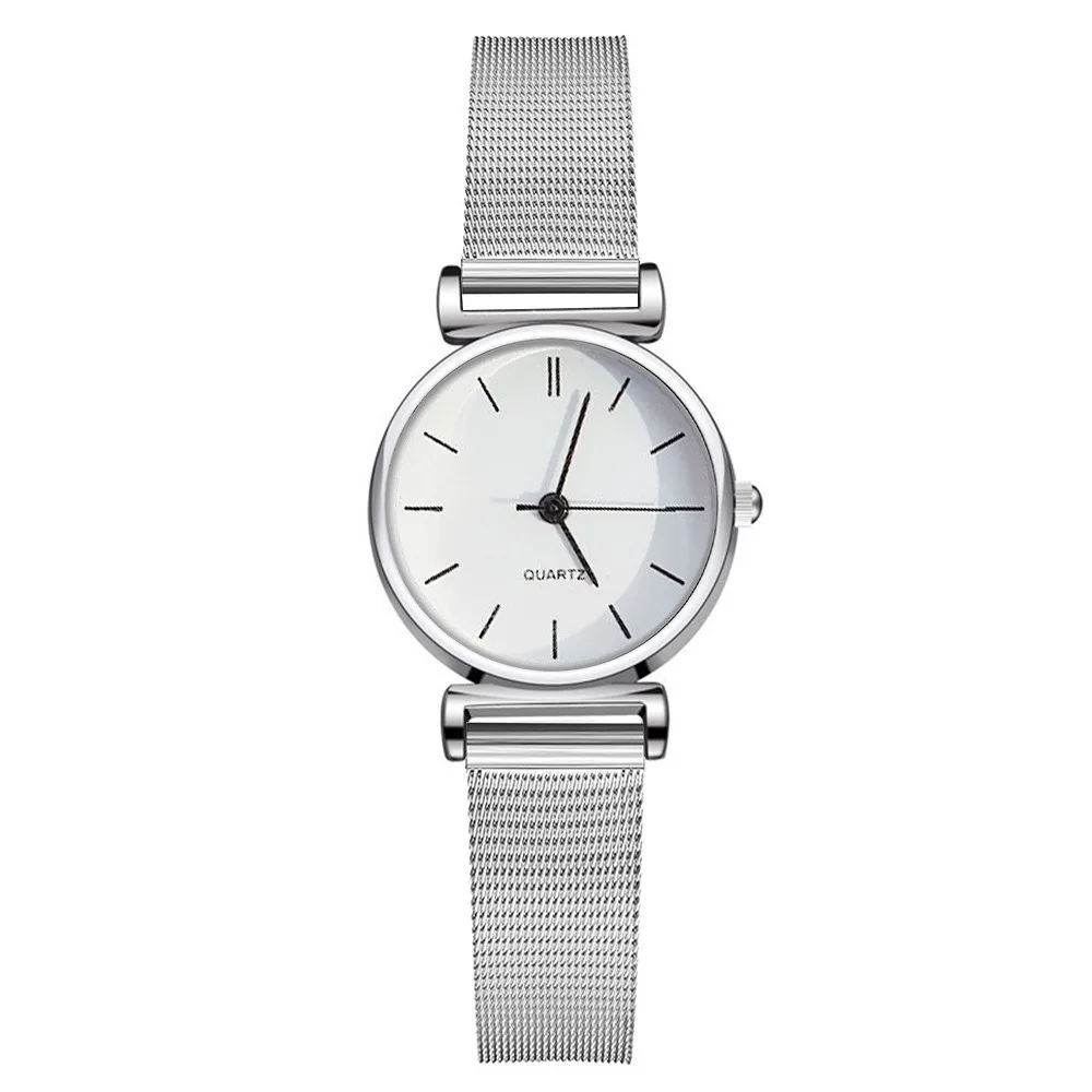Simple Round Watches Luxury Mesh Belt Wristwatches Adjustable Strap Quartz Watch Gifts