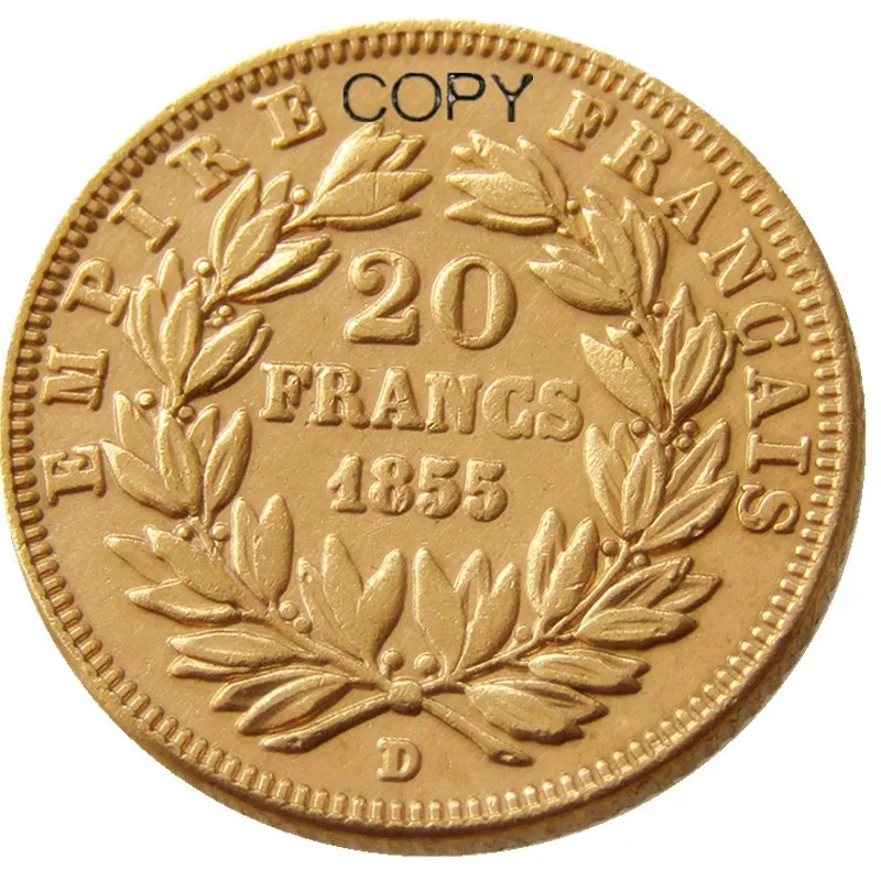 France A Set of (1853-1860) AB 14PCS 20 Francs Gold Plated Copy Coin