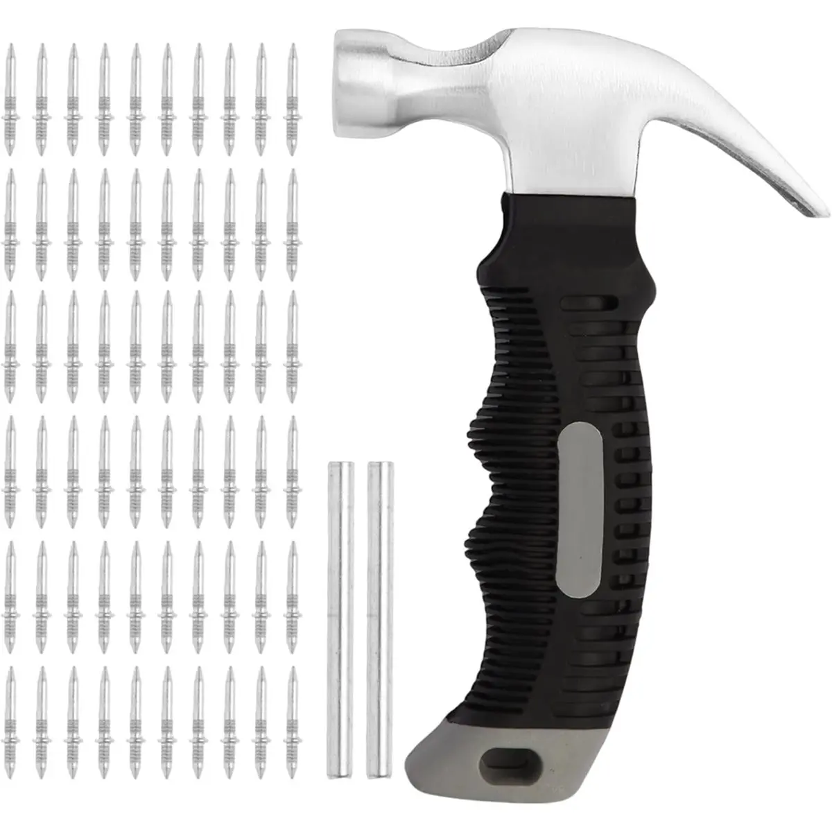 Budget-Friendly-200 PCS Double-Headed Nails with Mini Claw Hammer for No-Trace Baseboard & Picture Hanging, Easy Installation To
