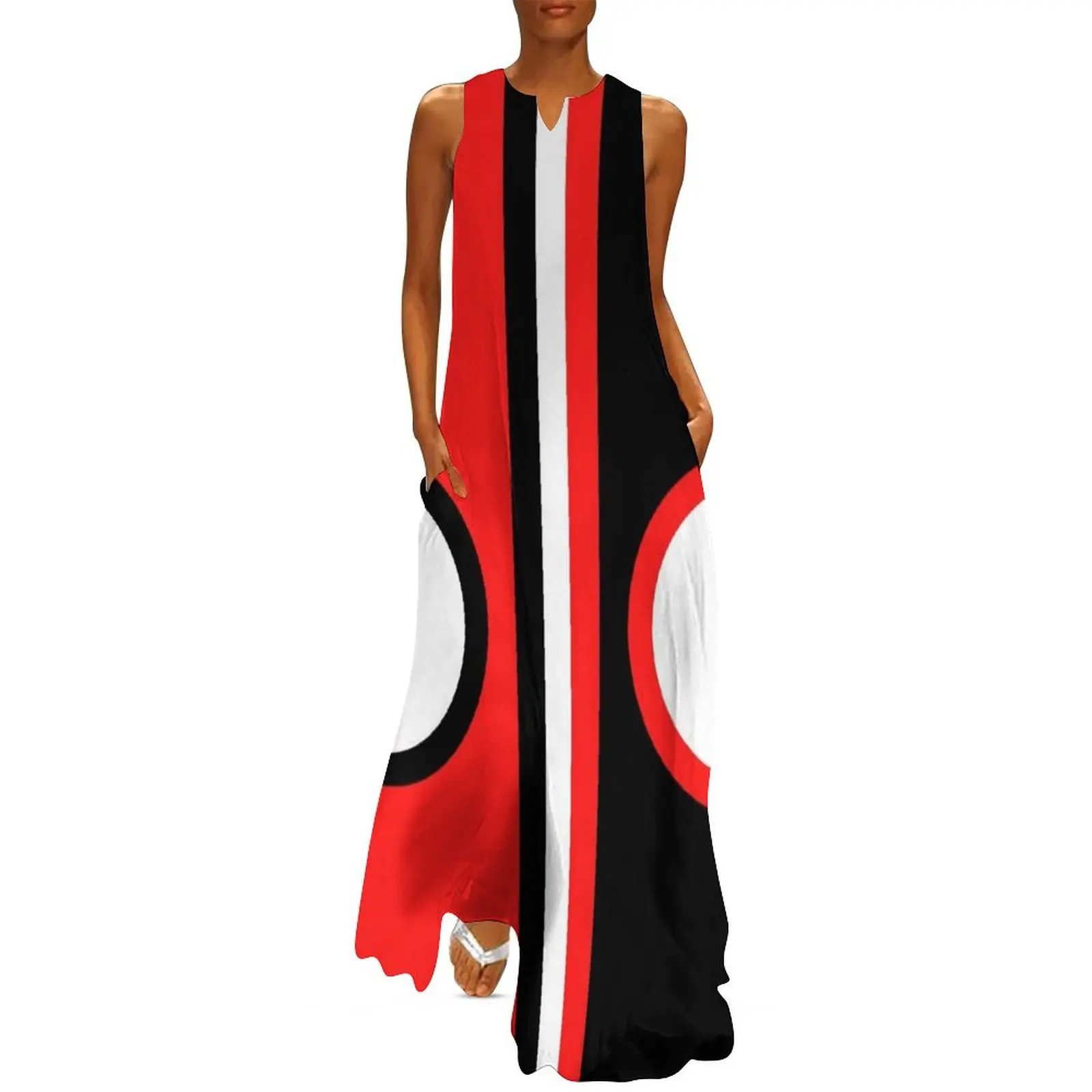 

Sixties Mod Red Black And White Beautiful Art Work Attractive Patterns Long Dress Party dresses for women prom dress 2025
