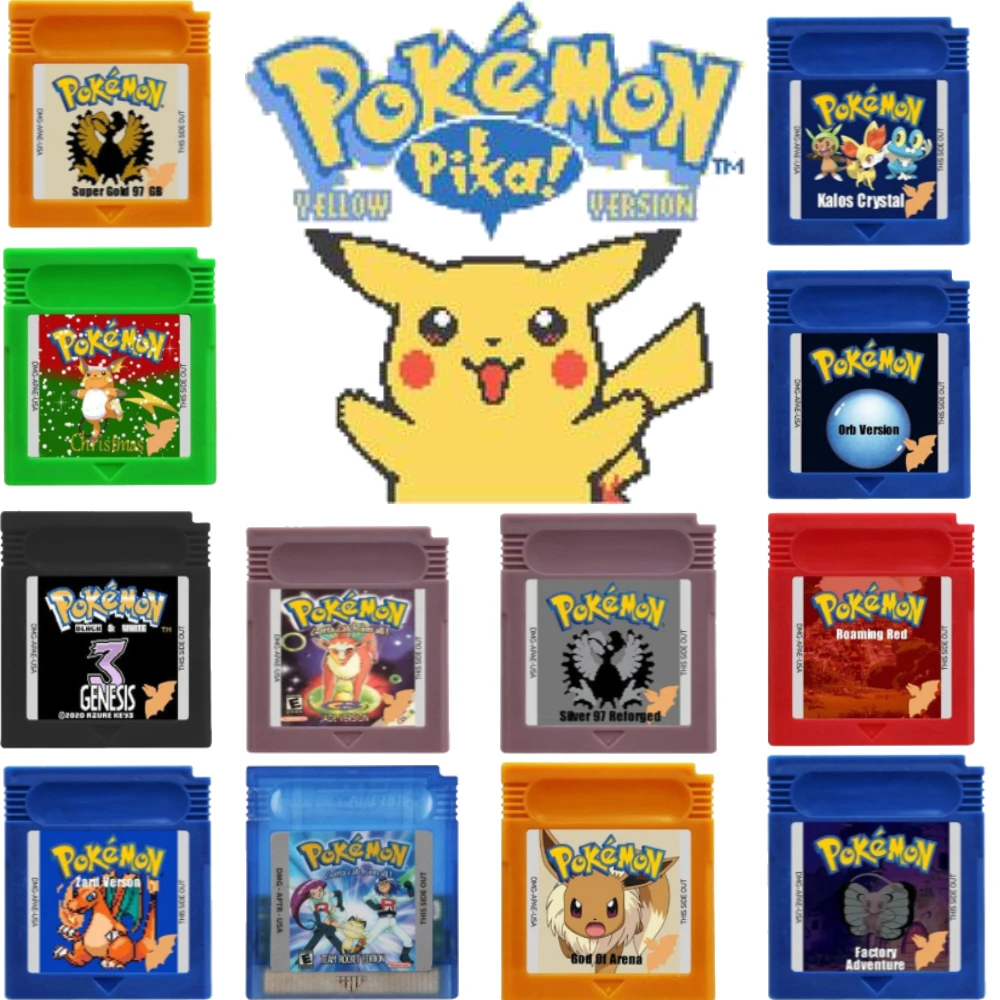 

Новый 16-битный игровой картридж серии GBC Pokemon, карта игровой консоли, черный, белый цвет Genesis, золото, серебро 97, бронза 2 для GBC GBA USA