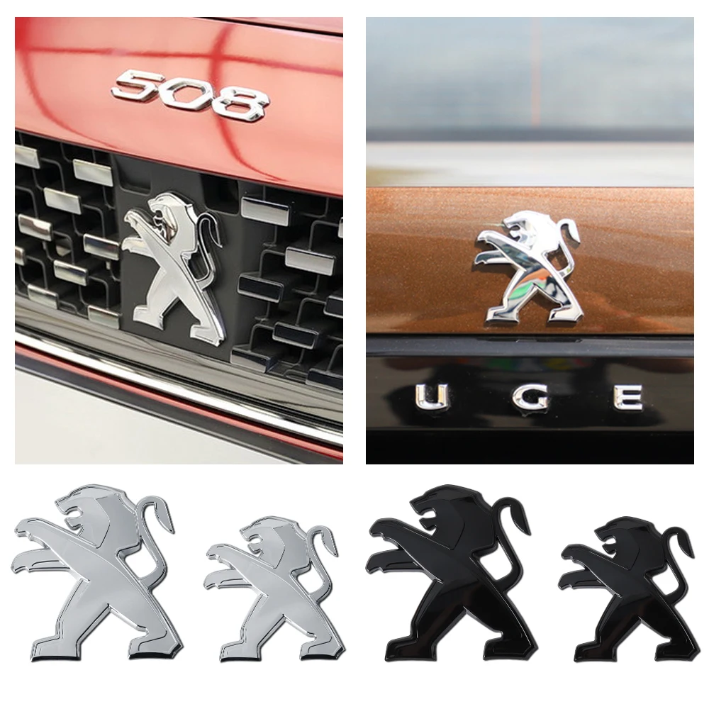 Car Front Grille Emblem Rear Trunk Lid Logo Sticker Decoration Accessories For Peugeot 2008 3008