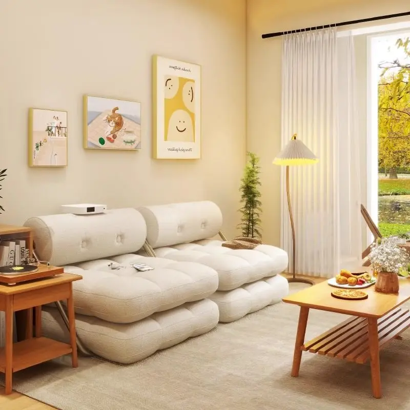 Small apartment folding dual-purpose lunch break sofa bed bedroom lazy foldable single sofa
