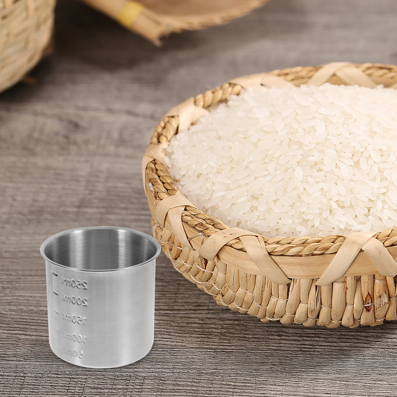 

Stainless Steel Rice Measuring Cup 250ml Precise Scale Kitchen Tool Ergonomic Handle Home Cooking Accessories