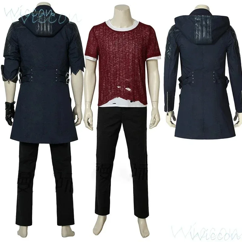 게임 네로 코스프레 데빌 메이 크라이 5 코스튬 화이트 그레이 가발 슈트 코믹콘 유니폼 할로윈 파티 의상 남성용 코트 장갑