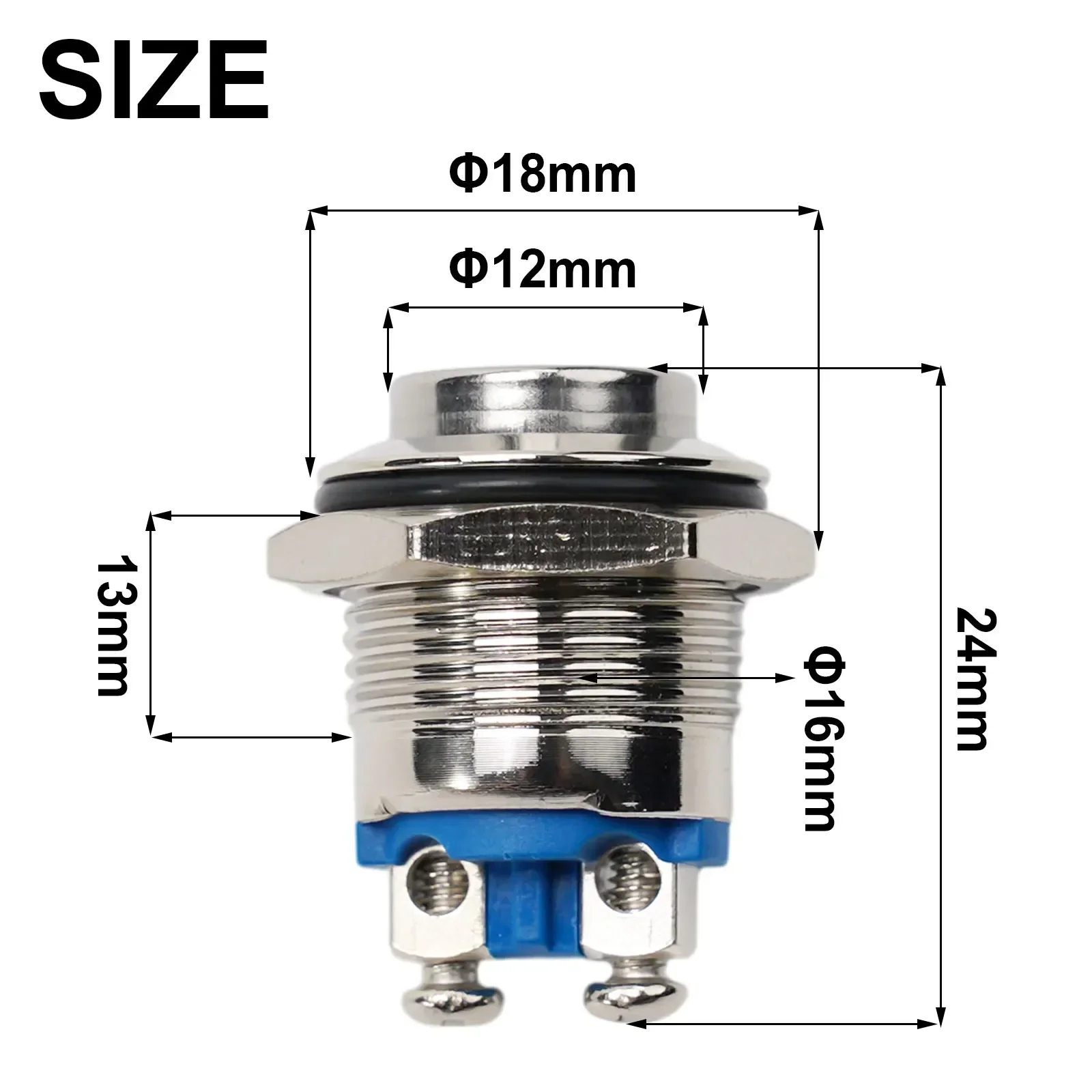 

16mm Momentary Push Button Switch High Round Cover Waterproof Stainless Steel High Flush Screw Terminals Waterproof Push Button