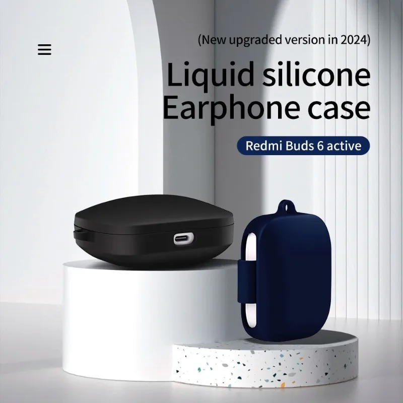 Redmi Buds 6 アクティブワイヤレスヘッドフォン用ケース保護カバー全身ソフトシリコンキーチェーン付きヘッドフォンアクセサリー