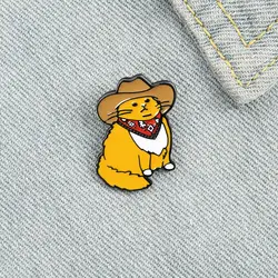 Cowboy Cats Enamel Pin Custom Funny Animal Hat Brooches Shirt Lapel Bag Cute Badge Cartoon Kitten Jewelry Gift for Friends