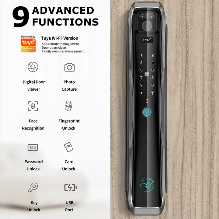 

Face Recognition Full Automatic Open and Close Fingerprint Lock IC Card Keys Tuya WIFI Smart Lock