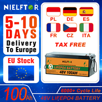48V 100Ah Llifepo4 battery pack 51.2V Lithium Iron Phosphate Grade A+ Cells 6000+ Cycles Built-in BMS For Solar PL EU Stock