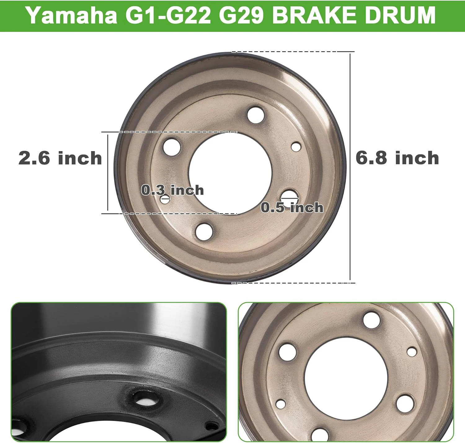 Golf Cart Brake Drum Assembly for Yamaha G1-G22 G29 1978-up Gas or Electric Golf Cart OEM# JU0-G6521-00-00 (1 Pack)