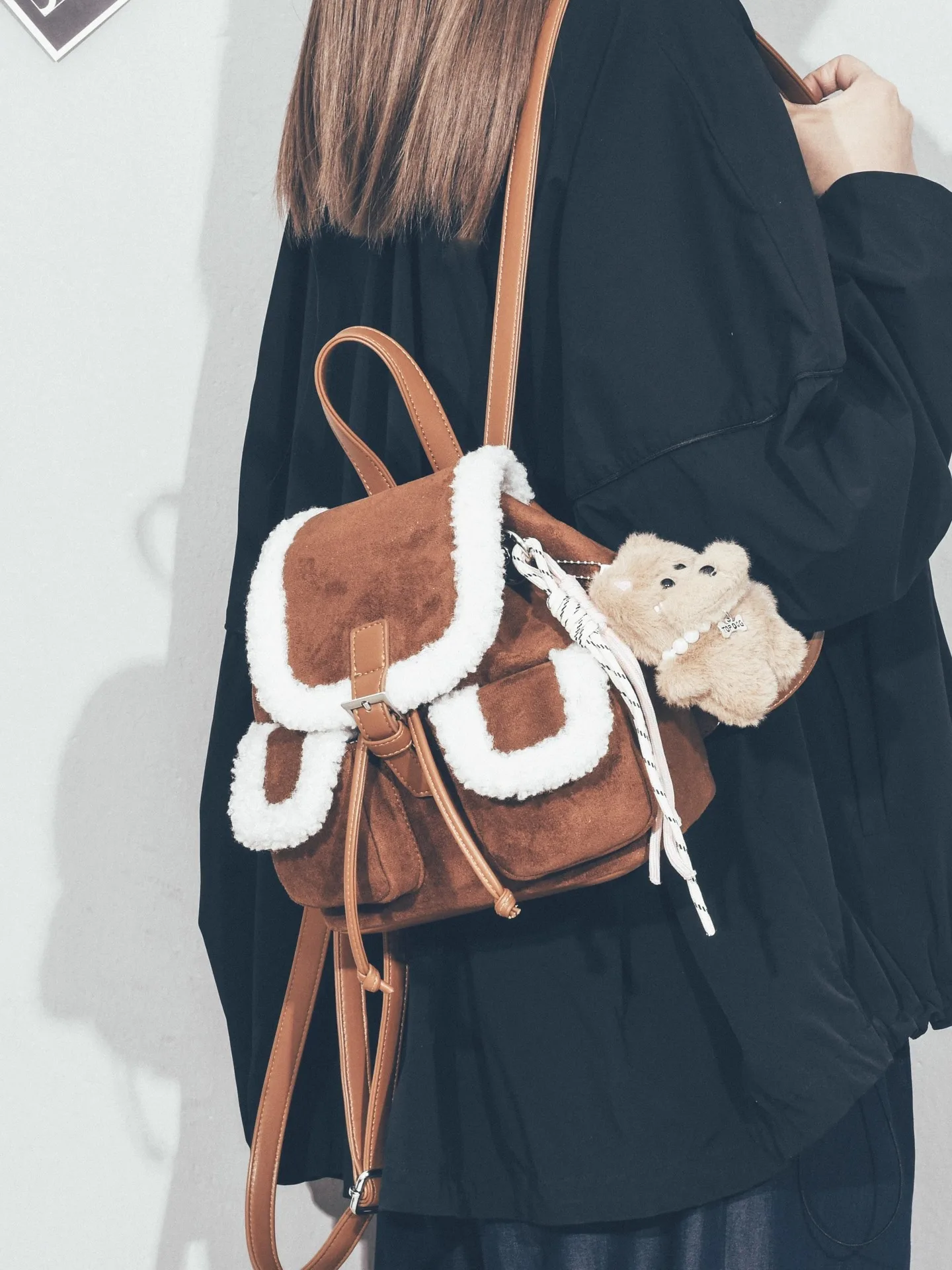 

Faionable Furry Buet Bag Женская сумка-мешок для путешествий, повседневная простая сумка с двухслойным ремешком