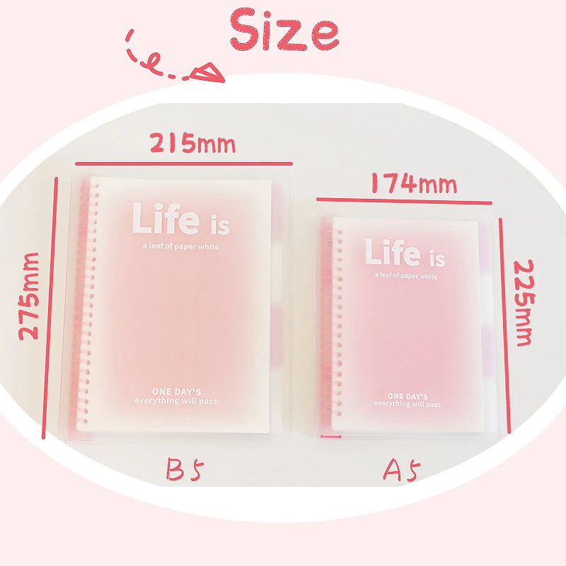 B5/A5 Loose-Leaf Notebook 60 Sheets Binder Lined Book Kawaii Note Set Korean Stationery School Office Supplies Students Writing