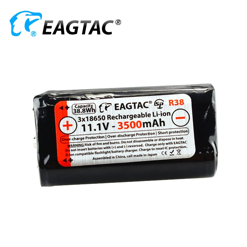 EAGTAC 11.1V 3x18650 2600mAh(R28) 3500mAh(R38) Battery Pack For EAGTAC MX30L3R MX30L3CR MX3T Flashlight