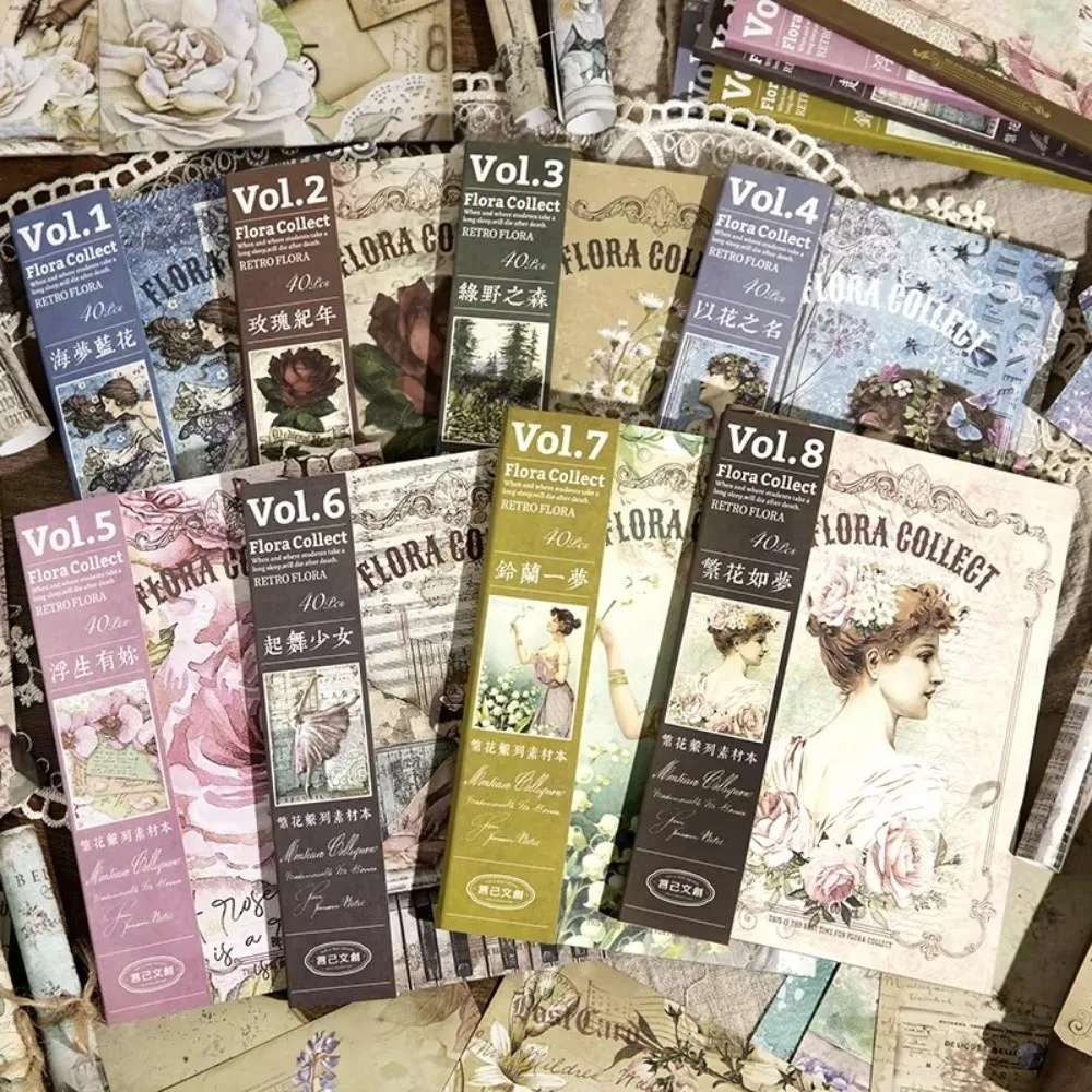 Floral Design Scrapbooking Paper DIY Craft Unrepeated Patterns Vintage Material Paper Retro Background Double Sided Paper