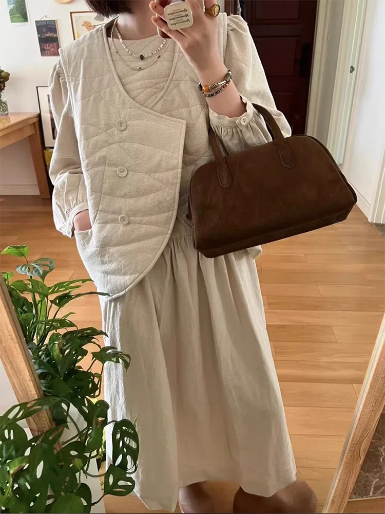 MABULA-Sac à main en cuir suédé véritable avec poignée supérieure pour femme, sac à main Boston vintage, sac de téléphone pour femme, design de luxe, mode bohème