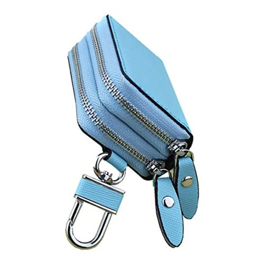 Genuine Leather Double Zipper Car Key Fob Case