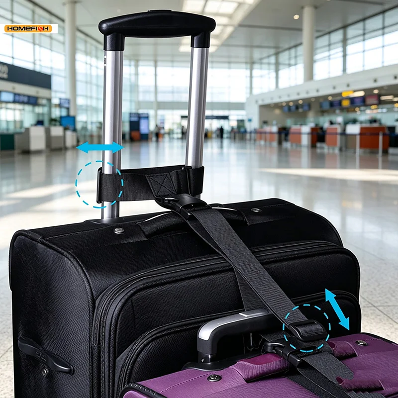 HOMEFISH Travel Luggage Strap Elastic Telescopic Suitcase Belt Adjustable Fixed Buckle Strap for Travel Bag Luggage Accessories