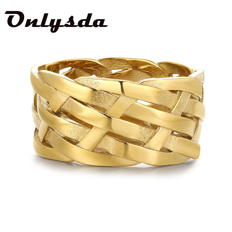 Onlysda Vintage Weave Viking Symbols Stainless Steel Mens Women Rings Simple for Girl Boyfriend Jewelry Creativity Party Gift