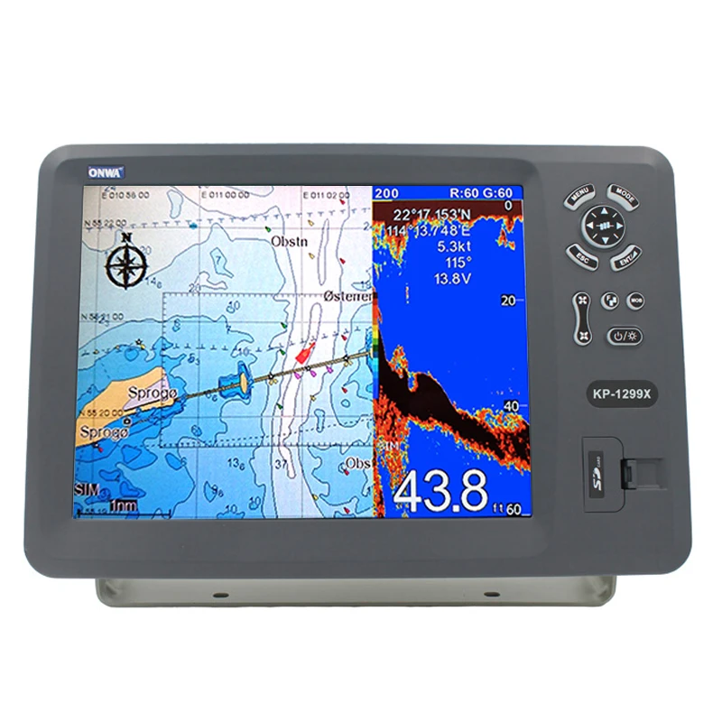 ONWA KP-1299X (New!) 5-in-1 Marine GPS Chart Plotter + Class B AIS Transponder + Fish Finder +marine Radar Function