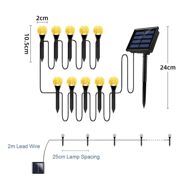 IP65 Waterproof Solar Bubbles Lawn Lamp String Set Outdoor Landscape Decoration Leds Solar-Powered Stake Lights for Garden Yard