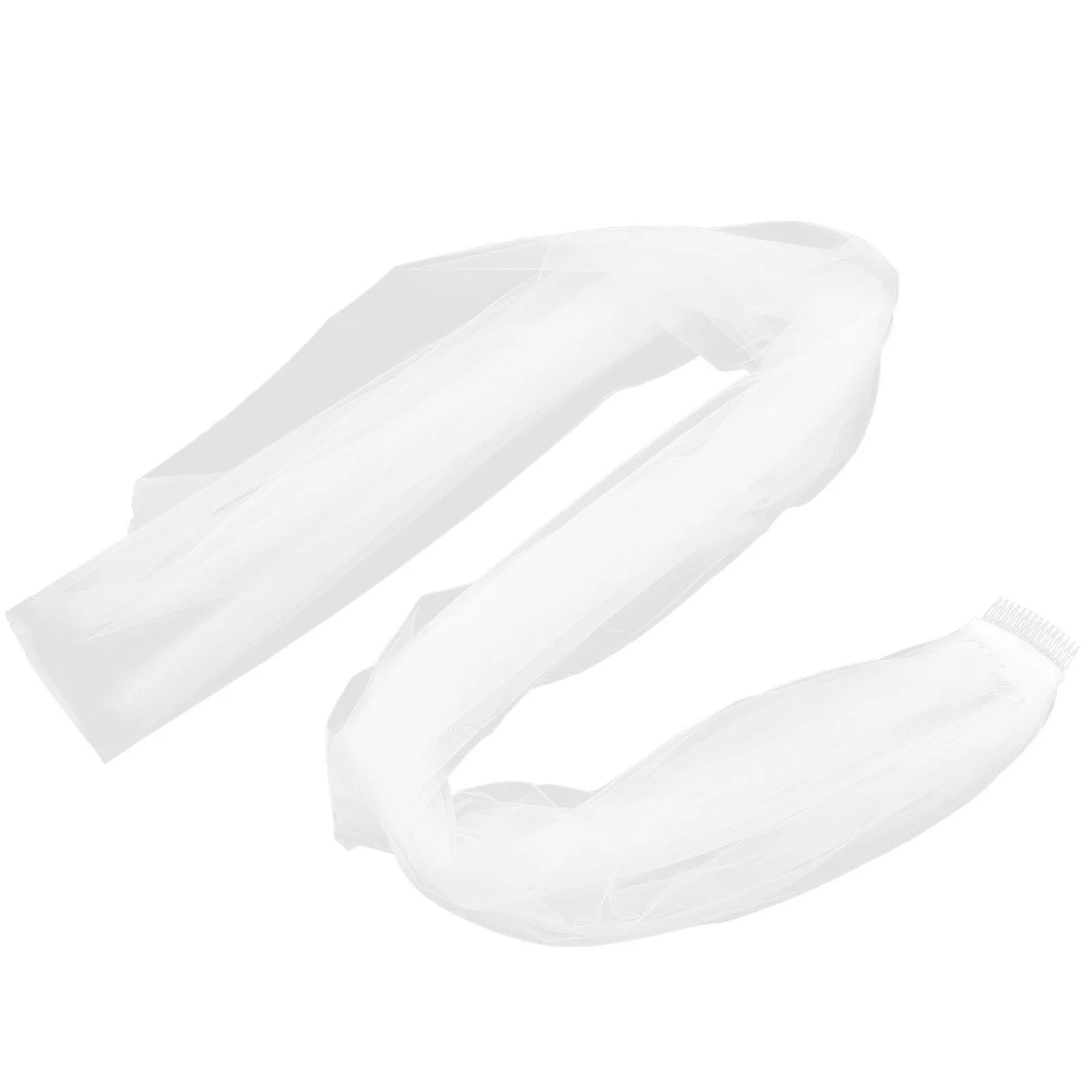 

Single Layer Bridal Veil Beige Embroidered Lace Edge Elegant Wedding Accessories Comb Easy Attach Long Veil for Bride