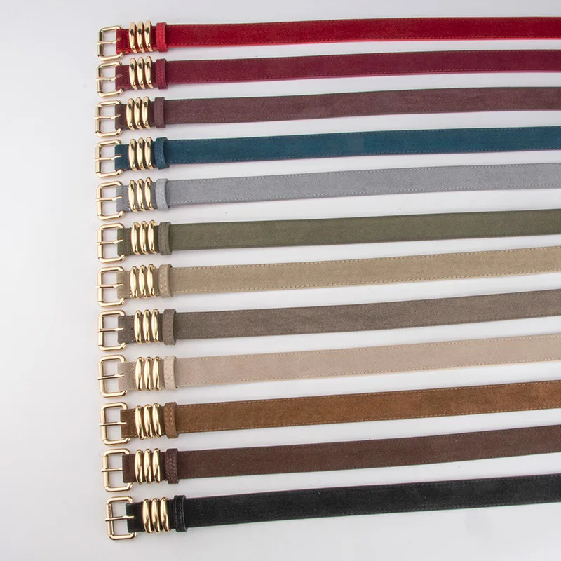 New Fashionable Design Suede Belt for Women, made of Genuine Leather for Commuting, Paired with Skirts Pants Belts
