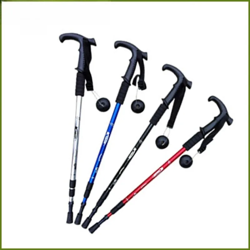 3-section T-shaped Aluminum Alloy Hiking Stick with Multifunctional EVA Handle