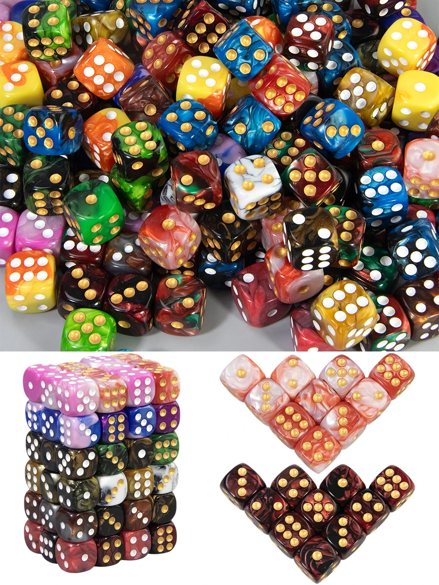 Dés acryliques D6 16mm, Cube bicolore à 6 faces, coin rond, pour fête en Club, RPG, jeu de société, Bar, accessoires de Table