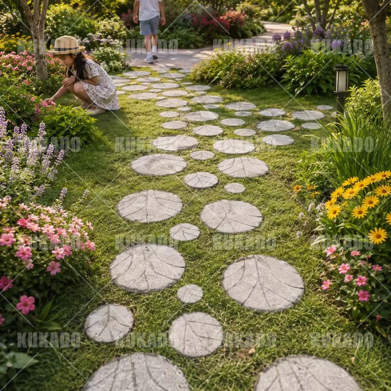 Anti slip tree branch pattern cement grinding disc plastic striped floor tile park step brick imitation stone step stone