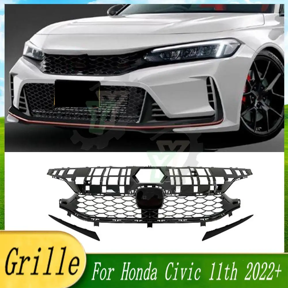 

For Type R Style Front Bumper Grille Centre Styling Upper Grill For Honda Civic 11th gen 2022 2023 Car Accessory