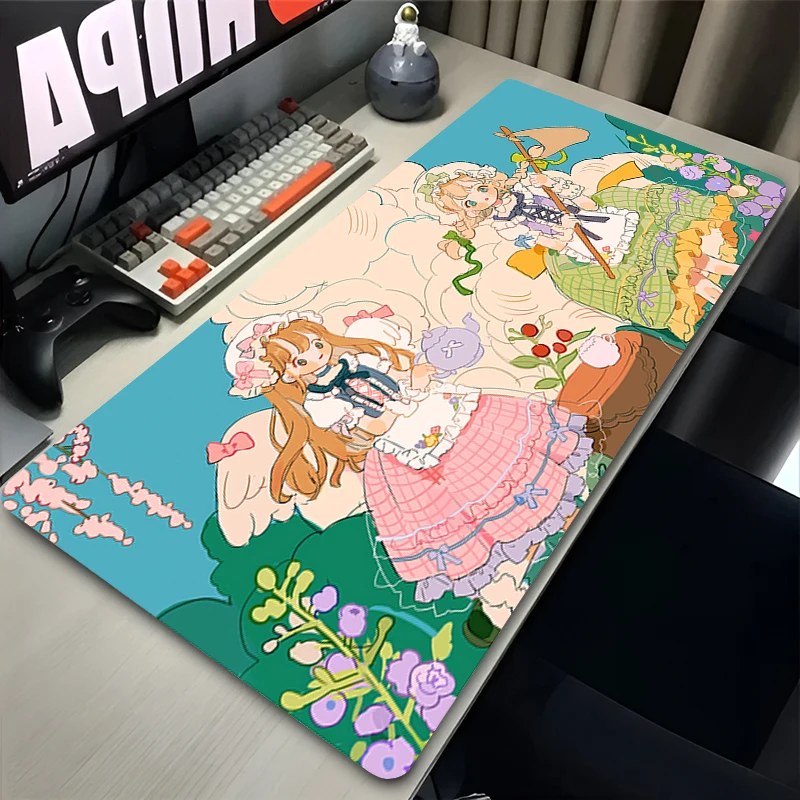 

Mouse Pad Computer Office PC Game Kawaii Table Mats Rubber Anti-slip Gaming Keyboard Pad Anime Girl Mousepads Long Desktop Mats
