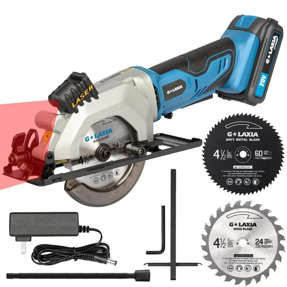 Cordless Mini Circular Saw 4-1/2" with Laser Guide 3400RPM Compact Handheld