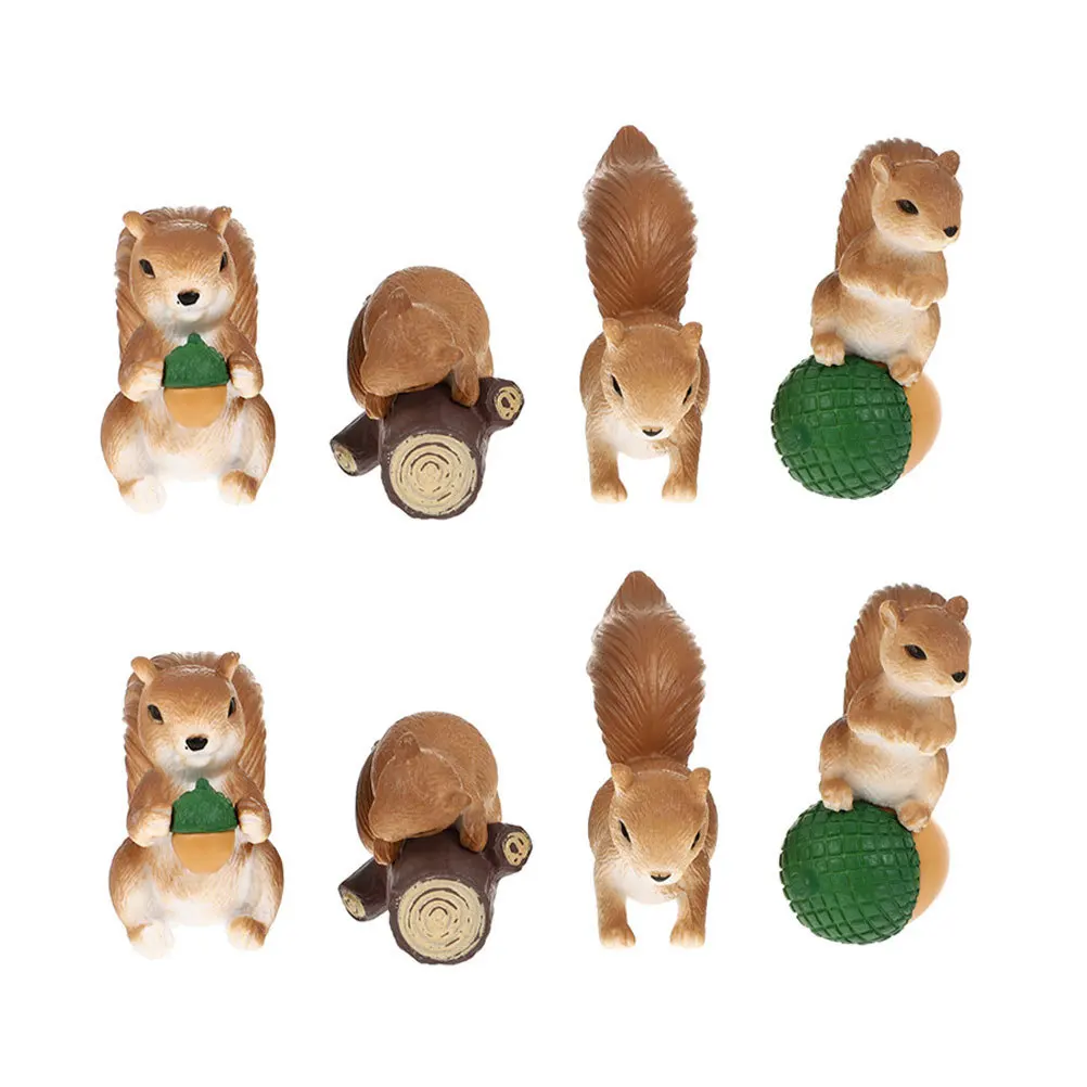

8 Pcs Miniature Succulent Trinkets Ornament Garden Adorn Pvc Squirrel Figurine