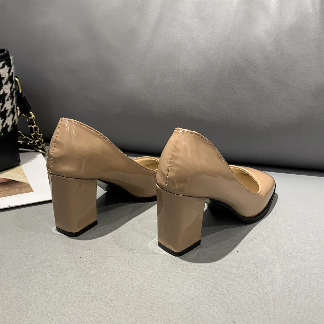 Neue Quadratische Tou Lacklederschuhe Damen Pumps mit Dicken Absätzen Sapato Feminino Arbeits- und Partyschuh Übergroße Plusgröße 50 Zapatos Mujer – Detail 13