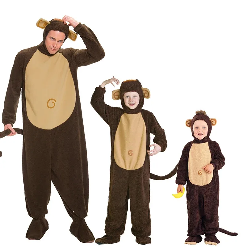 qq45Adult Animal Cosplay 2022 Família Bebê Criança Macaco Traje de Halloween
