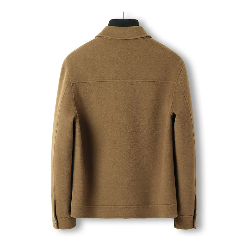 

Осенне-зимнее мужское короткое двустороннее шерстяное пальто Vlack, свободная модная куртка на молнии с лацканами, пальто большого размера 5XL, толстая одежда