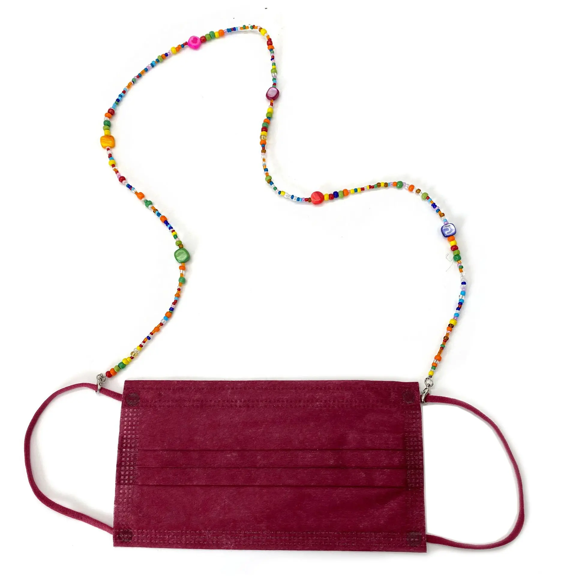 Modischer böhmischer Stil, bunte Muschel, Färben von Reisperlen, Perlenkette, Brillenseil, Brillenkette, Maske, Hängeseil