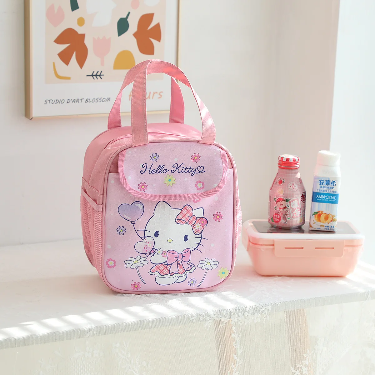 New Hello Kitty Lunch Bag Cartoon Sanrio Insulated Bag studenti borsa per il pranzo Tote di grande capacità con borsa per il pranzo con tasca laterale