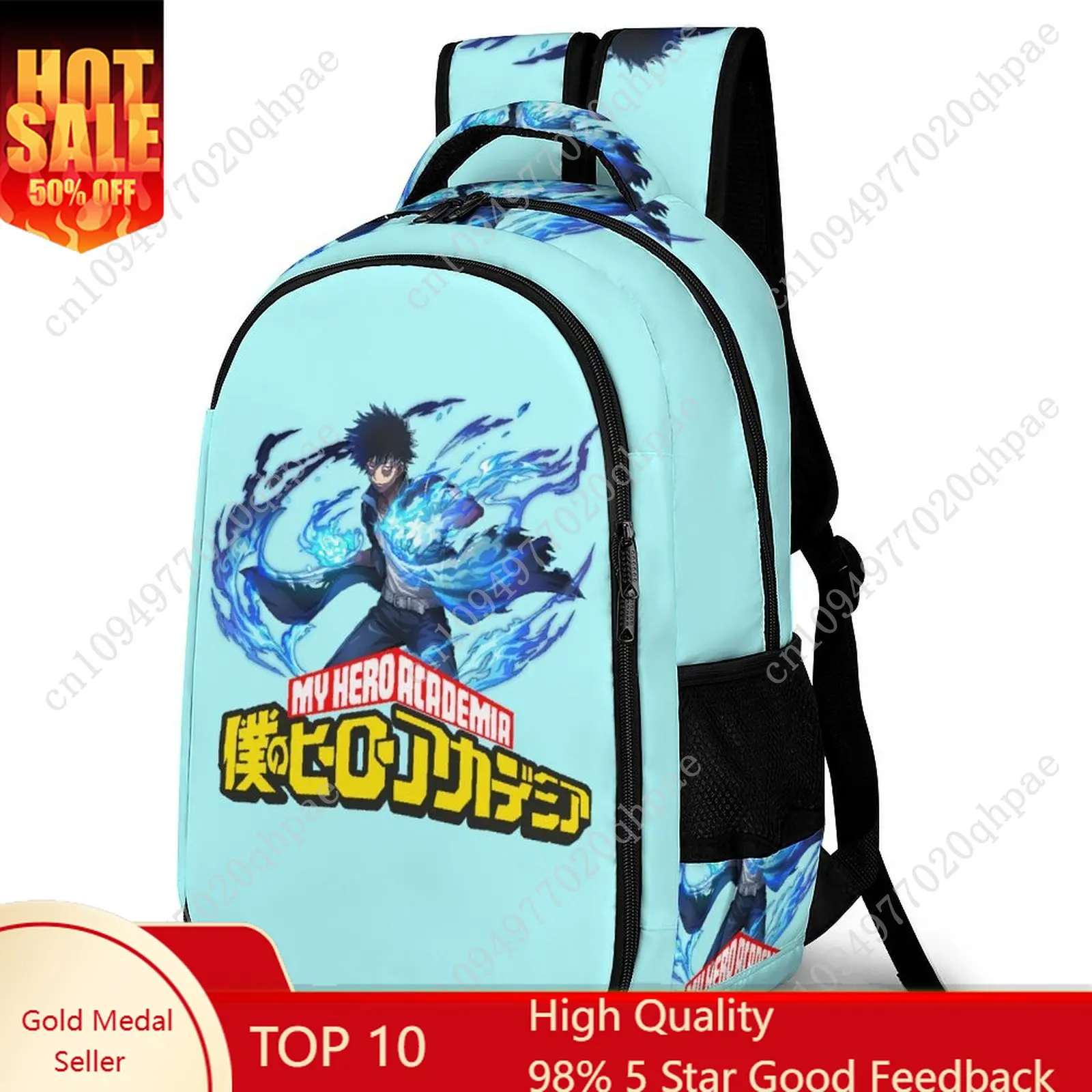 

My Hero Academia Dabi Kids School Backpack for Boys Girls Travel Business Daypack Capacity Pocket Customizable Personalized Gift