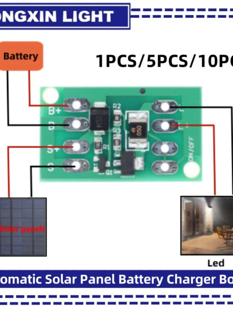 1-10P Automatyczna ładowarka do paneli słonecznych Lampka nocna LED Przełącznik sterowania lampą Ładowarka Moduł kontrolera ładowania — 2