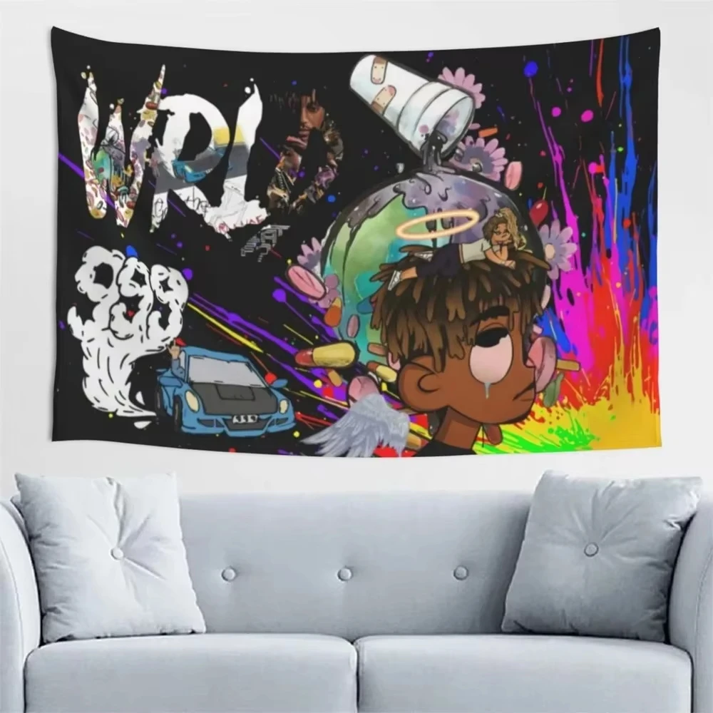 Juice Wrld Rapper Wandteppich – Hip-Hop Street Art Wanddekor-Poster für Schlafzimmer, Wohnzimmer, Studentenwohnheim, Studio, Apartment-Druck