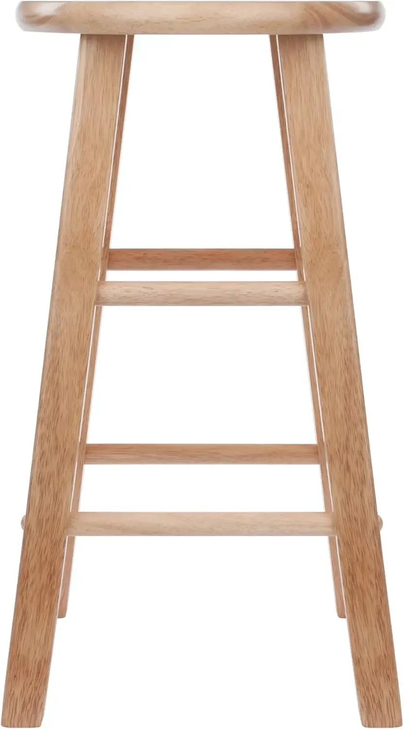 Element 2-Piece 24In Counter Stool Set, Natural Finish, Solid Wood, Modern Design