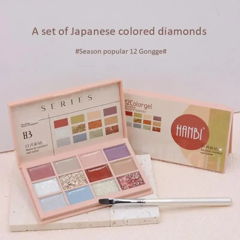 12 لون الصلبة بريق الأشعة فوق البنفسجية هلام البولندية لوحة اليابانية مسمار كريم الفن شبه دائم هلام الصلبة الورنيش للتقليم